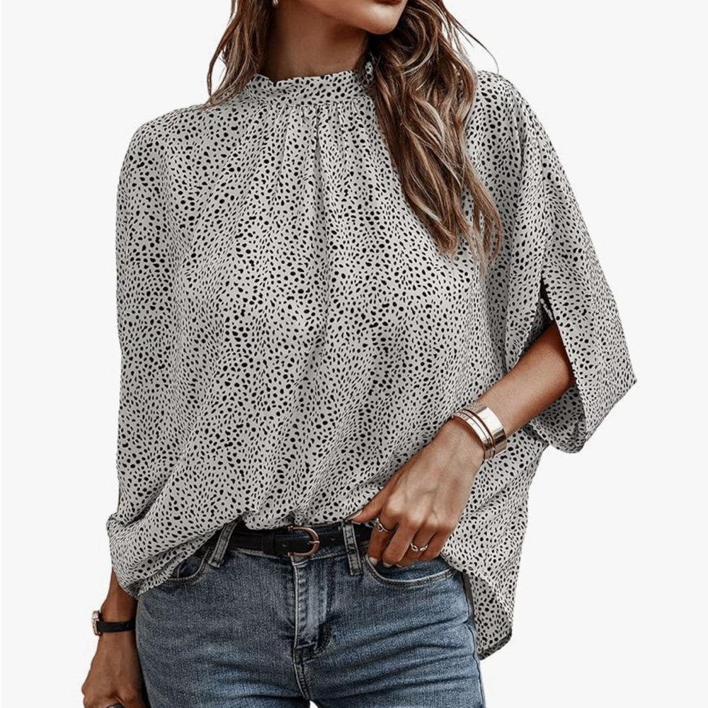Women's Black and White Polka Dot Blouse